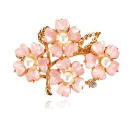 Pins, Brooches CSxjd Fashion Design Pink Acrylic Peach Blossom Flower Branches Cherry Blossoms Brooch Coat Accessories