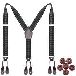 Vintage Mens Leather Suspenders Braces Button End Y-Back Adjustable Elastic Trouser Pants Strap Belt Father Husband Gifts