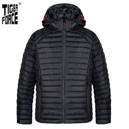 TIGER FORCE Men's Spring Jacket Top Brand High Quality Dark Grey Casual Warm Outdoor Zipper Men Parkas Windproof 50628 211214