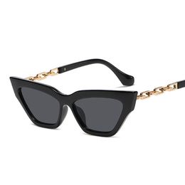 Sunglasses Cat Eye Vintage Women Fashion Metal Chain Design Female Sun Glasses Candy Colours Retro Designer