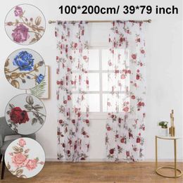 Curtain & Drapes 4 Colours Rose Pattern Heer Flower Curtains Tulle For Living Room Simple Pastoral Window Screen Voile Bedroom