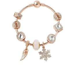 Strands Rose Gold glittering Snowflake pendant bracelet personalized fashion DIY wing accessories