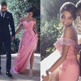 Sexy Off The Shoulder Long Bridesmaid Dresses With Lace Appliques Sash A Line Wedding Guest Dress Maid of Honour Gowns234c
