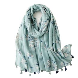 Scarves 2021 Soft Cotton Handfeeling Summer Women Shawl Printing Hight Quality Hijab Scarf Pashmina Female Bandana