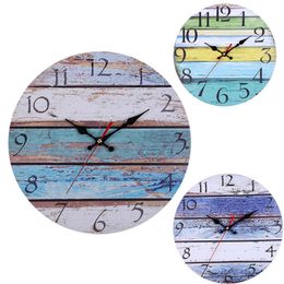 Wall Clocks Vintage Rustic Large Arabic Numerals Wooden Clock Antique Shabby Retro For Home Kitchen Room Decor