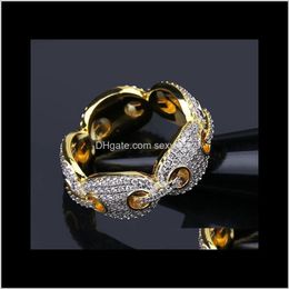 Cluster Rings Hip Hop Hipster Gem Real Plated Zircon Mens Ring Gold Color Bling Ice Out Jewelry Atdsy 0Ag4O