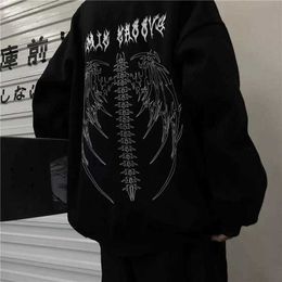 Streetwear Harajuku Hoodie Y2K Tops Girls Retro Gothic Oversized Hood Punk Anime Print Clothes Hip-Hop High Street Sweatshirts 210927