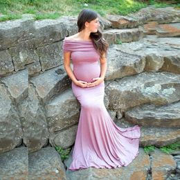 Shoulderless Maternity Dresses Photography Props Long Pregnancy Dress For Baby Shower Photo Shoots Pregnant Women Maxi Gown 2020 Y0924