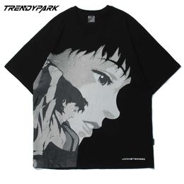 Men's Hip Hop T Shirt Oversize Japanese Anime Print Tshirt Harajuku Cotton Casual Summer Short Sleeve Streetwear T-Shirt Tops 210601