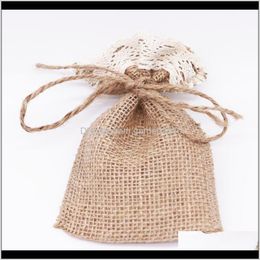 Lace Jute Bag 15X10Cm Portable Candy Burlap Packing Pouch Organizer With D String Travel Storage Bags For Gift 95Gmt Jonun