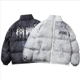 Men Hip Hop Oversize Padded Bomber Jacket Coat Streetwear Graffiti Jacket Parka Cotton Harajuku Winter Down Jacket Coat Outwear 210818