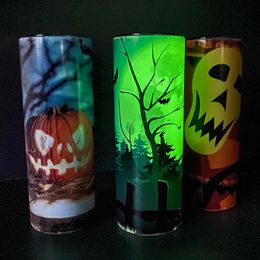 20oz Sublimation Straight Tumbler Glow In The Dark Tumblers 304 Stainless Steel Water Cup DIY Creative Gifts Halloween Mugs