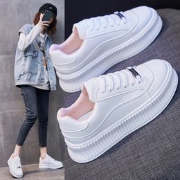 Top Quality Fashion white shoes thick bottom board sports sneakers trendy women's casual trainers outdoor jogging walking size 36-40