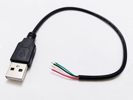 USB2.0 A Type Male Plug 4Pin 4 Wire Data Charge Connectors Cable, USB Lead Cord ,30cm , DIY/10PCS