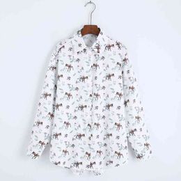 Women Loose Shirt Autumn Fashion Animal Prints Blouse Casual Top Christmas Gift Clothing Modern Girl Long Sleeve Shirts 210602