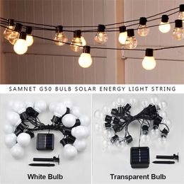 Solar Patio String Light Christmas G50 Globe Festoon Bulb EU US Plug Fairy Light Outdoor Party Garden Garland Wedding Decorative 211104