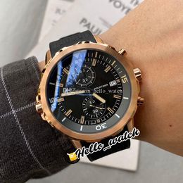 44mm Aquatimer Family Watches IW379503 IW379506 Quartz Chronograph Mens Watch Black Dial Stopwatch Steel Case Rubber Strap Hello_Watch
