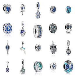 Brand New 925 Silver Blue Sweet Night Starry Beads Suitable for Pandora Beaded Bracelet Ladies Fashion Jewelry Gift