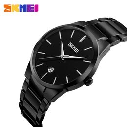 Skmei Mens Watches Top Brand Luxury 3bar Waterproof Calendar Watch Men Alloy Straps Quartz Wristwatches Relogio Masculino 9140 Q0524