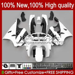 Fairings For KAWASAKI NINJA ZX 6R 636 600CC 600 CC ZX-636 ZX6R 94 95 96 97 Bodywork 50HC.43 ZX636 ZX-6R 94-97 white glossy blk ZX600C ZX600 ZX 6 R 1994 1995 1996 1997 Bodys kit