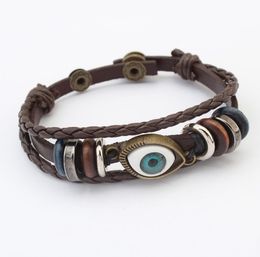 children bead bracelet Australia - European and American fashion eye bracelet female retro leather rope bracelet