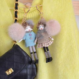 Real Mink Fur Keychain Bag Pompom Women Girlfriend Gift Purse Charm Key Ring Luxury Car Jewelry Pendant