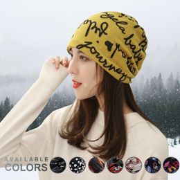 Scarves Women 2022 Autumn Winter Hooded Scarf Hat Warm Neck Guard Mask Knitted Thickened Riding Headscarf Student Collar Cycling Caps &