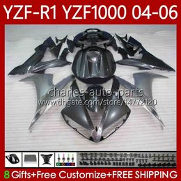 Motorcycle Body For YAMAHA YZF-R1 YZF-1000 YZF R 1 1000 Silvery black CC 2004-2006 Bodywork 89No.37 YZF R1 1000CC YZFR1 04 05 06 YZF1000 2004 2005 2006 OEM Fairings Kit