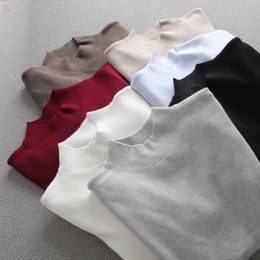 Women's half high neck slim pullover sweater autumn and winter casual long-sleeved solid color top