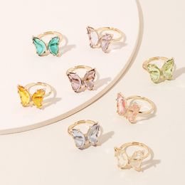 Fashion Butterfly Ring Vintage Resin Acrylic Open Ring Sweet Romantic Female Jewelry Girl Wedding Gift Metal Friendship Rings