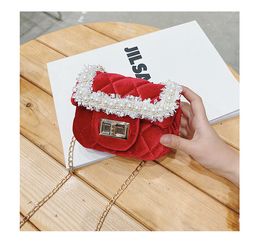 Girls Winter Solid Color Velvet Mini Crossbody Bags For Women Shoulder Messenger Bag Children Purses and Handbags for Kids Bags