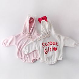 Infant Baby Girls Rompers Clothes Bow-knot Long Sleeve Autumn Winter Thicken 210429