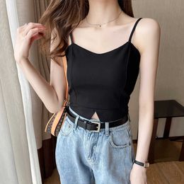 Woman Tank Tops Sexy Crop Vest Solid Women's Summer Women Black Corset Sleeveless Female Off Shoulder V-neck Clothes 210604