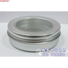 50pcs/lot 100g Aluminum Cosmetic Jar Clear Lip Container Screw Thread 100ml Makeup Window Caphigh qty