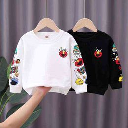 Children Tops Cartoon Sesame Street Sweatshirt Spring Autumn Kids Long Sleeve T-shirts Baby Boy Girl Top Tees Casual Clothes G1224