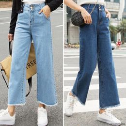 boyfriend style jeans for women UK - Women's Jeans Straight Wide Leg Denim Pant Women Casual High Waist Woman Korean Style Boyfriend