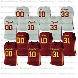 Custom Loyola Ramblers College Basketball Jerseys 1 Lucas Williamson 2 Jake Baughman 12 Christian Negron 4 Skokna 5 Marques Townes