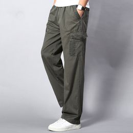 Men's Cargo Pants Casual Autumn Pockets Pants Men Outwear Streetwear Straight Slacks Long Baggy Large Trousers 5XL Clothes 210406