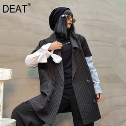 Casual Loose Korean Style Trend Minority Black Suit Contrast Stitching Blazer Women Fashion Tide Spring GX131 210421