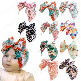 Vintage Flowers Pattern Bowknot Toddler Hats Cute Print Bows Baby Beanie Caps Infant Headwear Birthday Gifts Photography Props