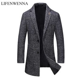 Autumn Fashion Brand Jacket Mens Wool Coat Single Breasted Business Coats Mens Clothing Trend Mid-Long Trench Coat Men 211122