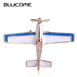 Pins, Brooches Blucome Fashion Airplane Aircraft Shape Brooch Gold Color Enamel Jewelry Pins Kids Boys Party Gifts Bag Suit Clothes Accessor