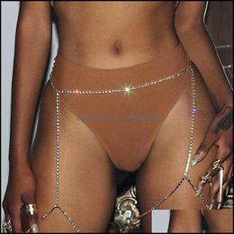 Belly Chains Body Jewelry Sexy Bondage Beach Crystal Women Waist Thigh Rhinestone Leg Chain Garter For Summer Gift Drop Delivery 2021 Sfvh3