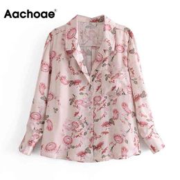 Retro Women Floral Print Shirts Blouses Long Sleeve Casual Blouse With Pocket Turn Down Collar Shirt Ladies Tops 210413