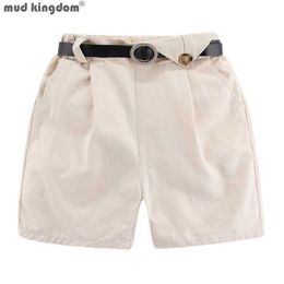 Mudkingdom Girl Fashion Twill Shorts with belt Kids Beach Clothes for Girls Pants Toddler Casual Children Clothing 210615