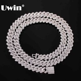 UWIN 13mm Micro Pave Prong Cuban Chain Necklaces Fashion Hiphop Full Iced Out Cubic Zirconia Jewellery For Men Women X0509