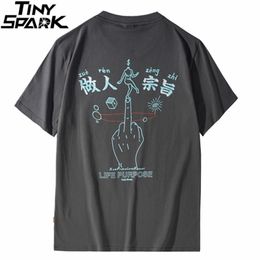 Mens Hip Hop Streetwear Harajuku T-shirt Chinese Kanji Print T-shirt Cotton Short Sleeve Autumn Fashion Casual Tops Tees 210409