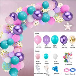 Party Decoration 1Set Macarons Pastel Candy Pink Purple Balloon Garland Kit Arch Colours Birthday Wedding Decor 2022 Year Christmas