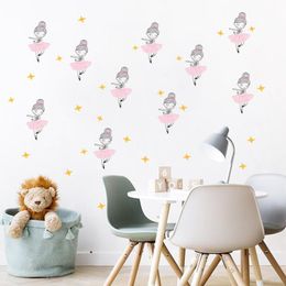 Wall Stickers Cartoon Little Girl Dancing Decor Home Decoration Kids Classroom Decal Waterproof Decorative Pvc Posters Art