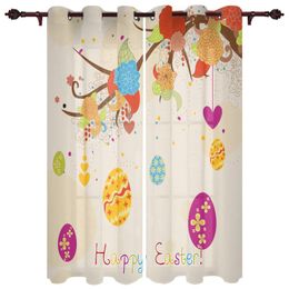 Easter Egg Flower Color Valance Curtains Half Blackout For Living Room Study Bedroom Outdoor Large Windows Custom Cotton Linen Curtain & Dra